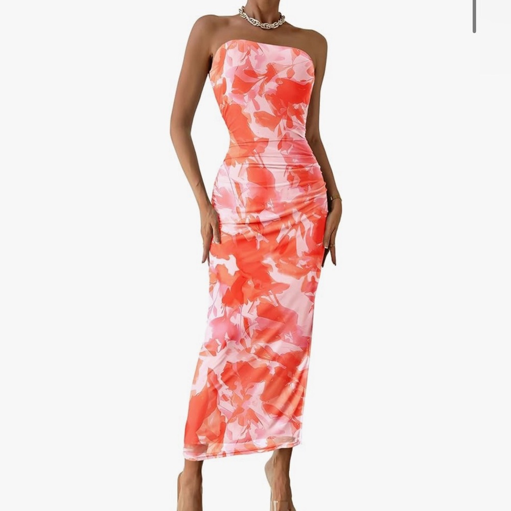 Women’s Strapless Floral Bodycon Dress